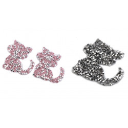 Aufbügler - Strass Katze rosa oder anthrazit